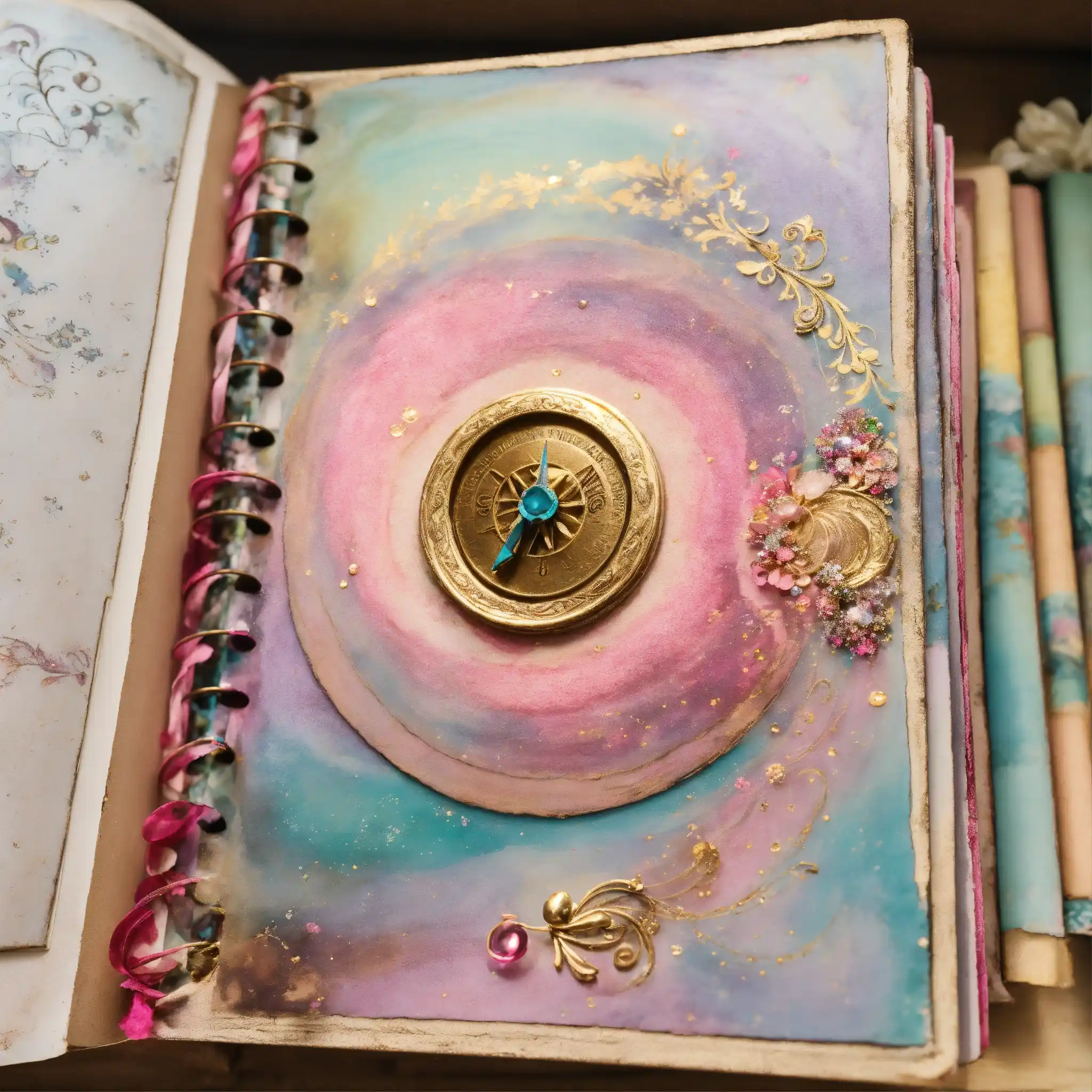 Open schetsboek met natuurtekeningen en aantekeningen